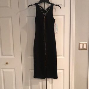 Black zip front midi dress size small